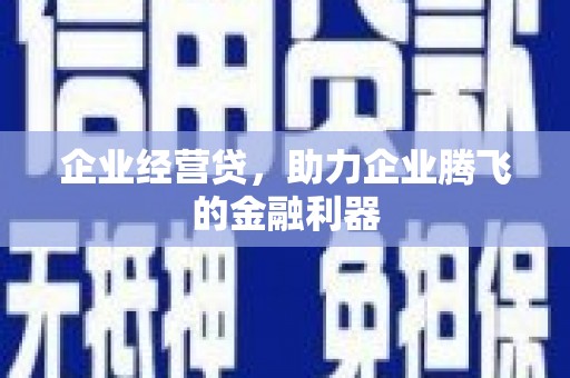 临县企业经营贷，助力企业腾飞的金融利器