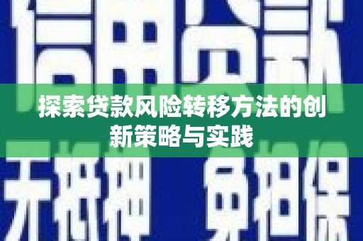 临县探索贷款风险转移方法的创新策略与实践